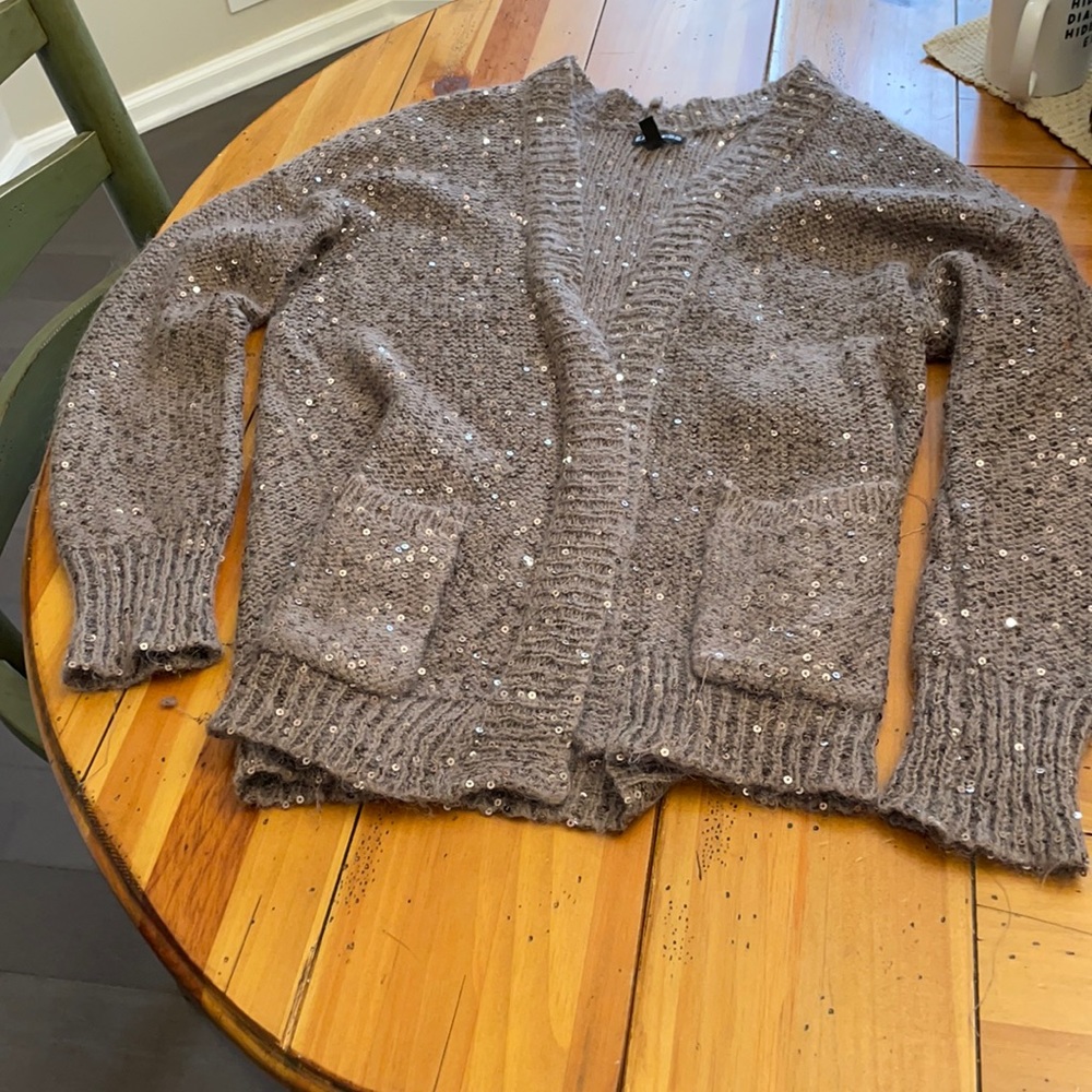 Express open sparkly cardigan